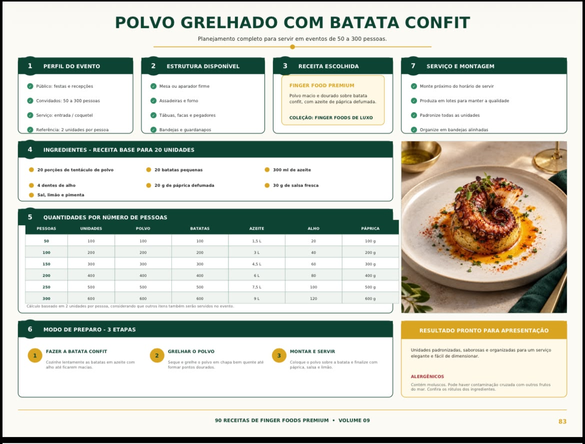 Página da receita de polvo grelhado com batata confit