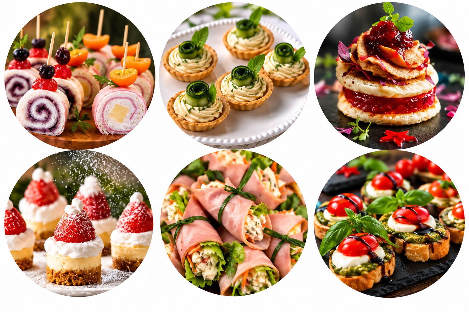 Seis apresentações de finger foods